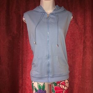 Blue Sleeveless Zip Up Sweater Vest